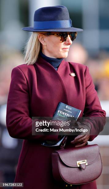 Zara Tindall attends Festival Trials Day at Cheltenham Racecourse on January 27, 2024 in Cheltenham, England.