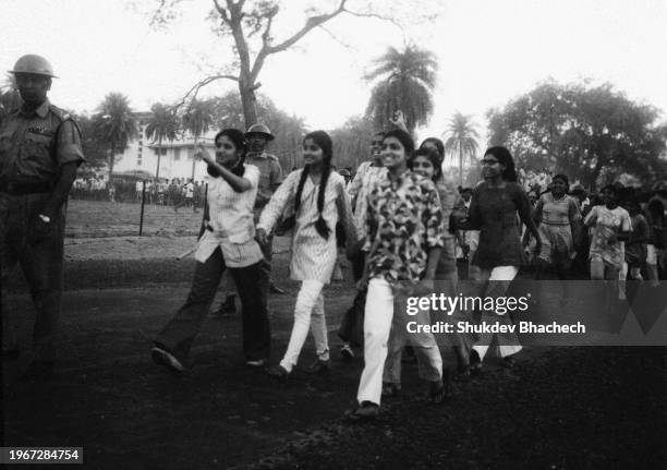 Students protest at Gujarat University during Navnirman Movement on 3rd May 1973.