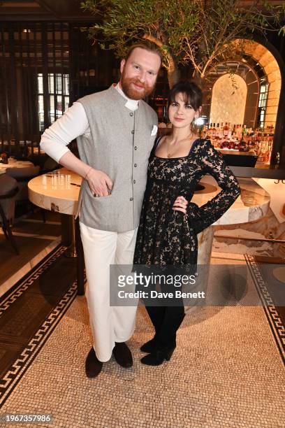 Henry Conway and Martha Freud attend an exclusive Valentine's event hosted by Paper Moon London at at The OWO on January 31, 2024 in London, England.