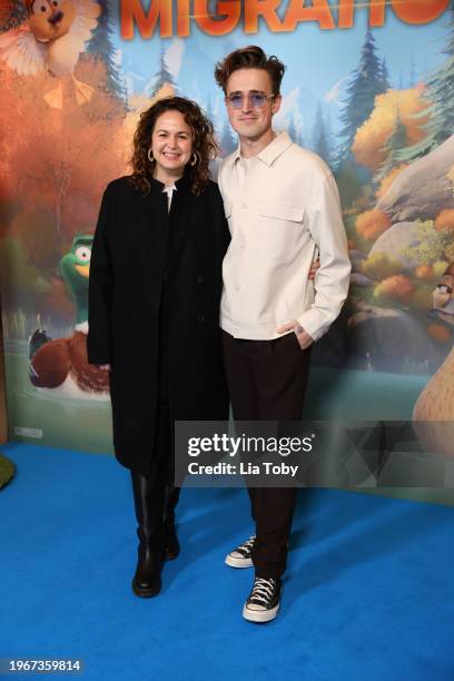 Giovanna Fletcher and Tom Fletcher attend the UK Screening of "Migration" at Vue Leicester Square on January 28, 2024 in London, England.
