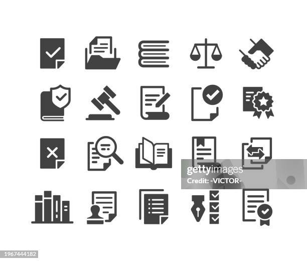 ilustraciones, imágenes clip art, dibujos animados e iconos de stock de iconos de documentos legales - serie clásica - acuerdo
