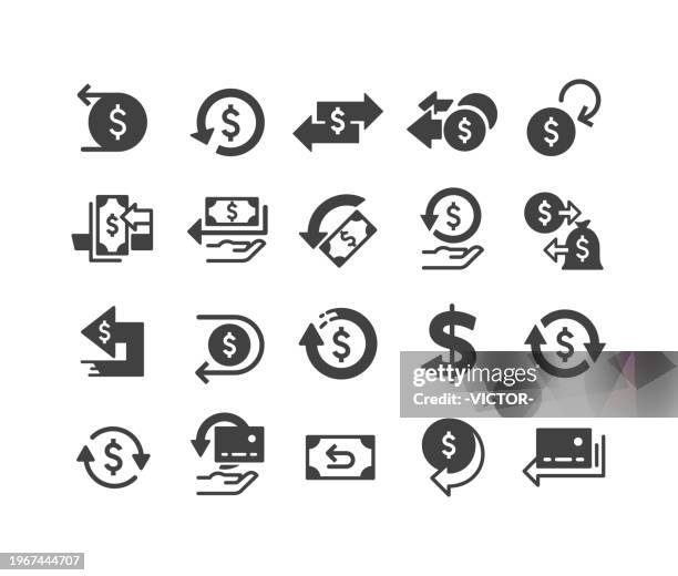 ilustraciones, imágenes clip art, dibujos animados e iconos de stock de iconos de cashback - serie clásica - devolución del saque