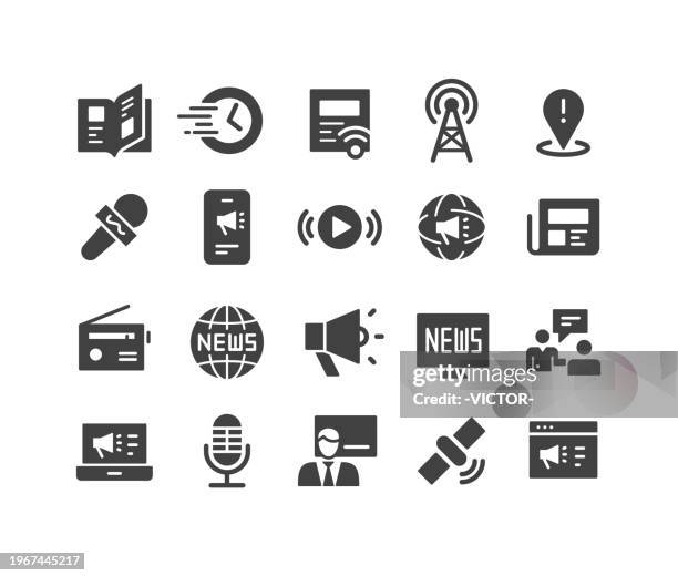 ilustrações de stock, clip art, desenhos animados e ícones de news icons - classic series - difusão de televisão