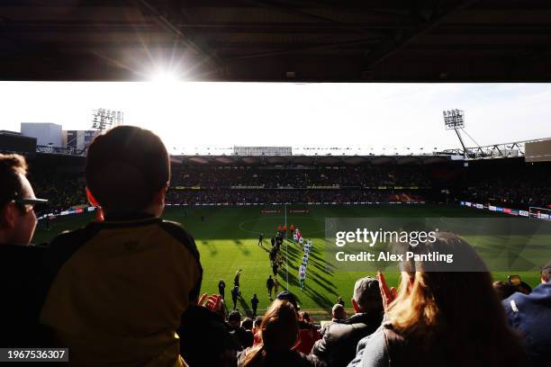 General view inside the stadium as the players of Watford and Southampton take to the field prior to kick-off ahead of the Emirates FA Cup Fourth...