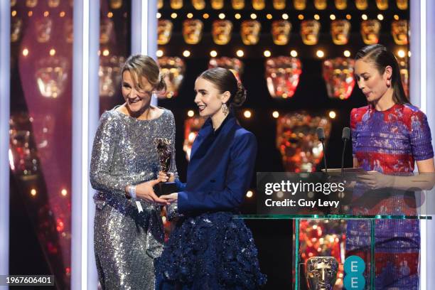 Lily Collins, Olga Kurylenko.Winners: The Favourite - Fiona Crombie, Alice Felton