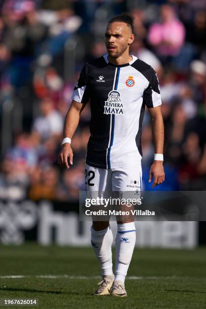 Martin Braithwaite of RCD Espanyol looks on during the LaLiga Hypermotion match between CD Eldense and RCD Espanyol at Estadio Nuevo Pepico Amat on...