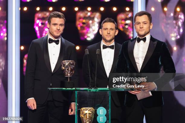 Richard Madden, Jamie Bell, Taron Egerton, EE British Academy Film Awards 2019.Date: Sunday 10 February 2019.Venue: Royal Albert Hall, Kensington...