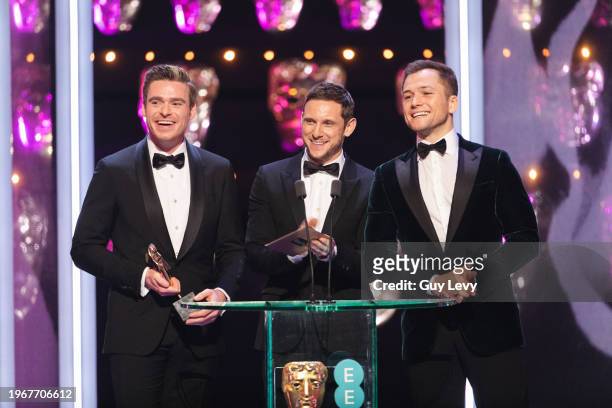 Richard Madden, Jamie Bell, Taron Egerton, EE British Academy Film Awards 2019.Date: Sunday 10 February 2019.Venue: Royal Albert Hall, Kensington...