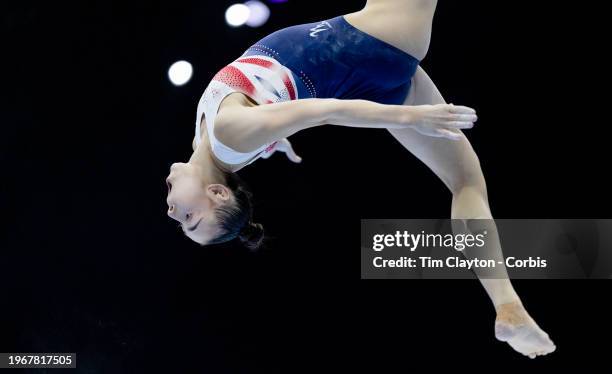 September 29: Jessica Gadirova of Great Britain performs her routine on the balance beam during podium training at the Artistic Gymnastics World...