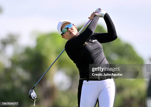 Jasmine Suwannapura of Thailand plays her shot from the second tee during the final round of the LPGA Drive On Championship at Bradenton Country Club...