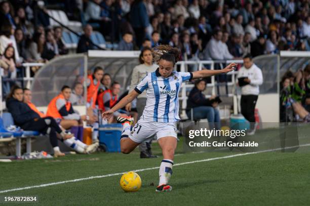 Emma Ramirez of Real Sociedad in action during the Primera Division Femenina match between Real Sociedad and Madrid CFF at Zubieta field on January...