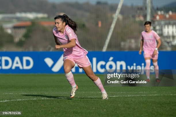 Cristina Libran of Madrid CFF in action during the Primera Division Femenina match between Real Sociedad and Madrid CFF at Zubieta field on January...