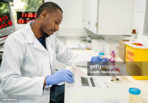 african male lab technician working in pathology laboratory - hematology stock pictures, royalty-free photos & images