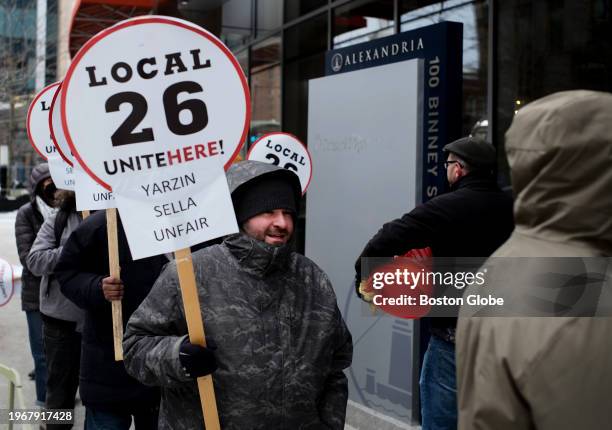 Cambridge, MA Cafeteria workers and Local 26 members were picketing their new employer, Yazmin Sella, for not honoring their union contract.