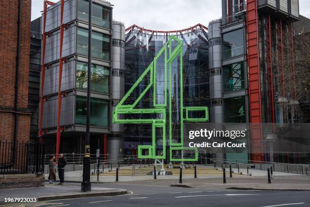 The Channel 4 headquarters are pictured on January 31, 2024 in London, England. As the broadcaster moves to streaming it plans to reduce staff in the...