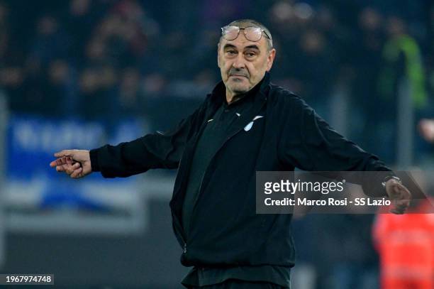 Lazio head coach Maurizio Sarri during the Serie A TIM match between SS Lazio and SSC Napoli - Serie A TIM at Stadio Olimpico on January 28, 2024 in...