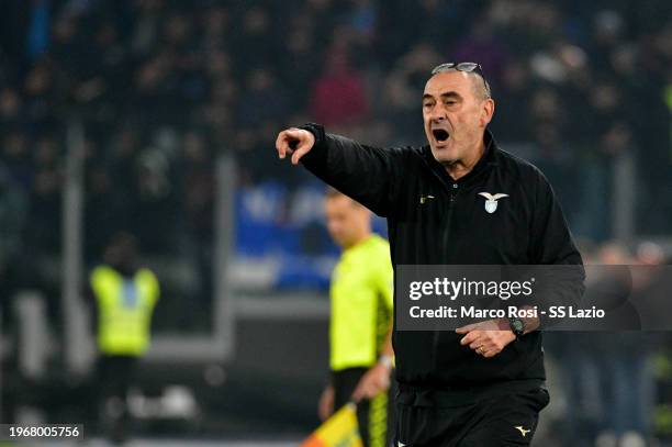 Lazio head coach Maurizio Sarri during the Serie A TIM match between SS Lazio and SSC Napoli - Serie A TIM at Stadio Olimpico on January 28, 2024 in...