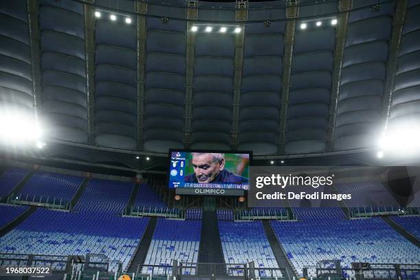 The Curva Nord closed after the suspension for racism, empty during the minute of silence in honour of Gigi Riva during the Serie A TIM match between...