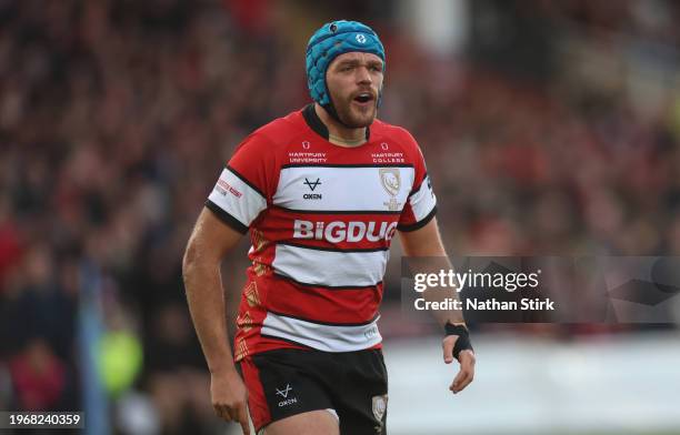 Zach Mercer of Gloucester Rugby during the Gallagher Premiership Rugby match between Gloucester Rugby and Sale Sharks at Kingsholm Stadium on January...