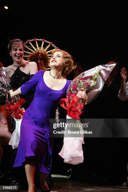 Tammy Blanchard and Bernadette Peters take their bow on opening night of the revival of "Gypsy" on Broadway at The Shubert Theatre May 1, 2003 in New...