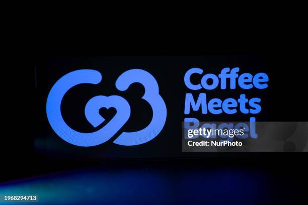 The logo of the Coffee Meets Bagel dating app is being displayed on the screen of a mobile phone in Athens, Greece, on 31 January 2024.