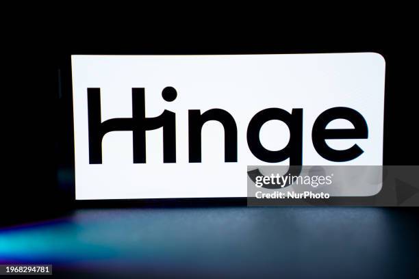 The Hinge dating app logo is being displayed on the screen of a mobile phone in Athens, Greece, on 31 January 2024.