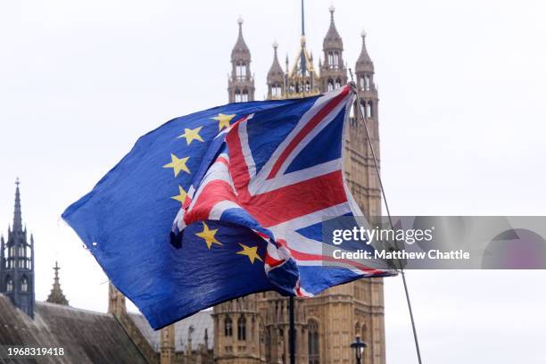 Brexit: 4th anniversary since UK left the European Union, amid anti-Brexit protest opposite Parliament.