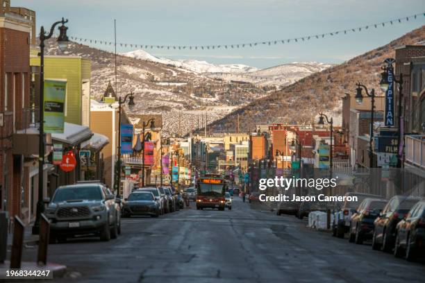 park city utah sundance morning looking down main - park city utah stock pictures, royalty-free photos & images