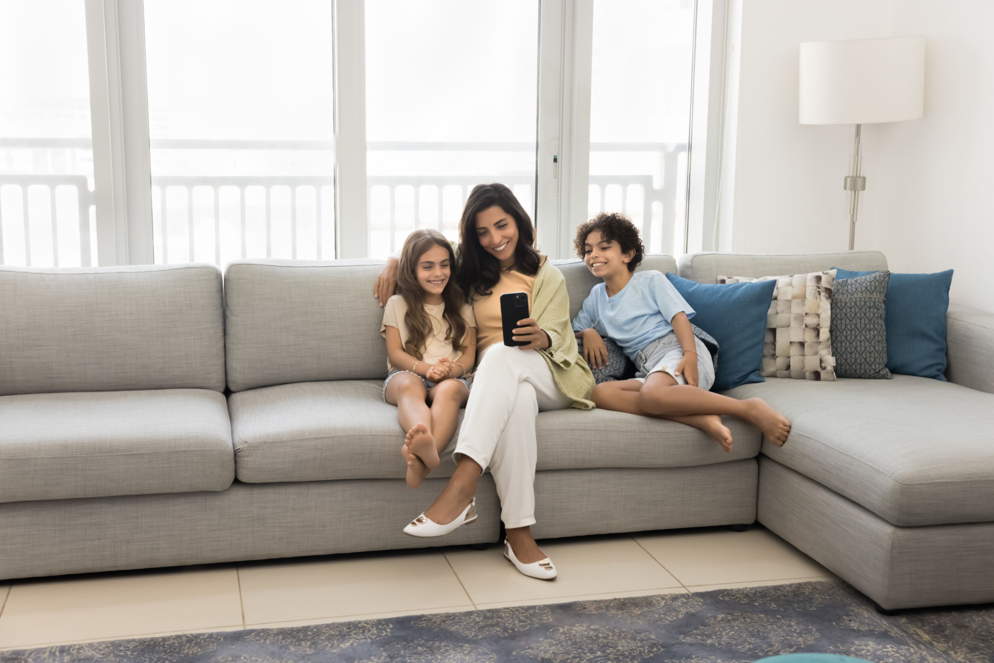 family using smart home