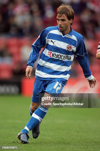 Bobby Convey of Reading kicking during the Premier League match between Stoke City and Reading at Britannia Stadium on October 22, 2005 in Stoke,...