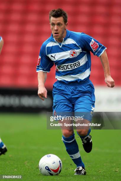 Nicky Shorey of Reading on the ball during the Premier League match between Stoke City and Reading at Britannia Stadium on October 22, 2005 in Stoke,...