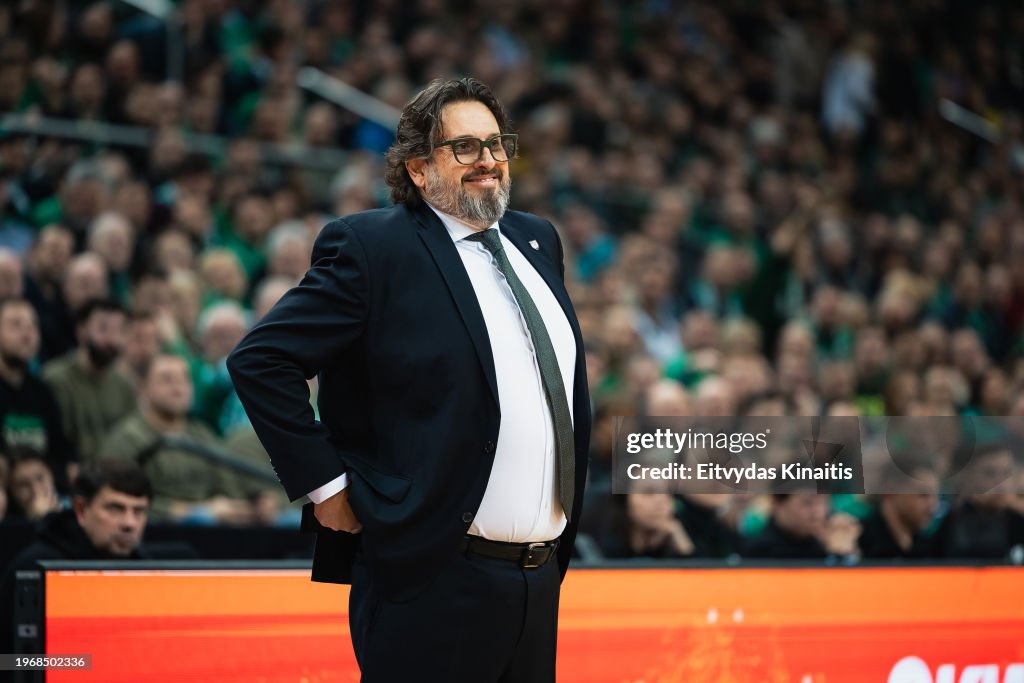 Coach Zalgiris Andrea Trinchieri, Head Coach of Zalgiris Kaunas in action during the ...