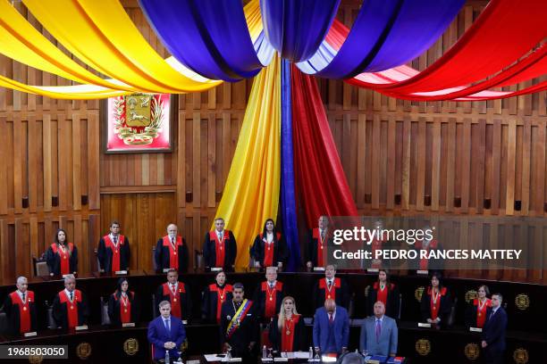 The Attorney General of Venezuela, Tarek William Saab, the president of Venezuela, Nicolás Maduro, the President of the Supreme Court of Justice,...