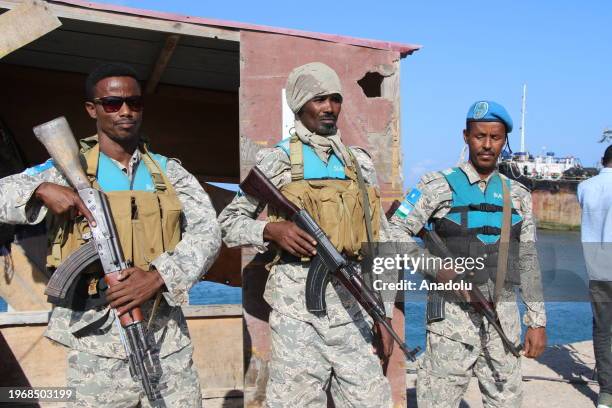 Puntland Maritime Police Forces are patrolling against the recently increasing pirate attacks off the coast in Puntland, Somalia on January 29, 2024.