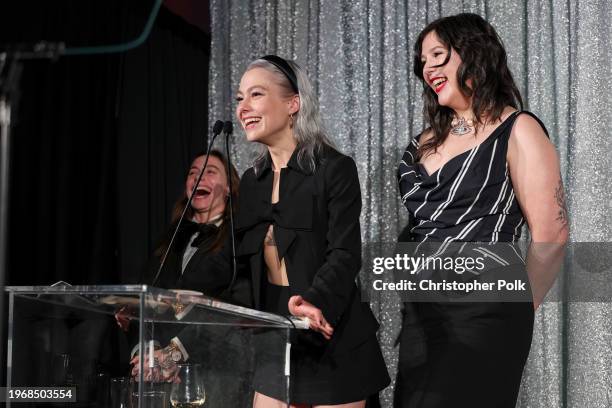 Julien Baker, Phoebe Bridgers and Lucy Dacus of boygenius at the Resonator Awards held at Beauty & Essex on January 30, 2024 in Los Angeles,...