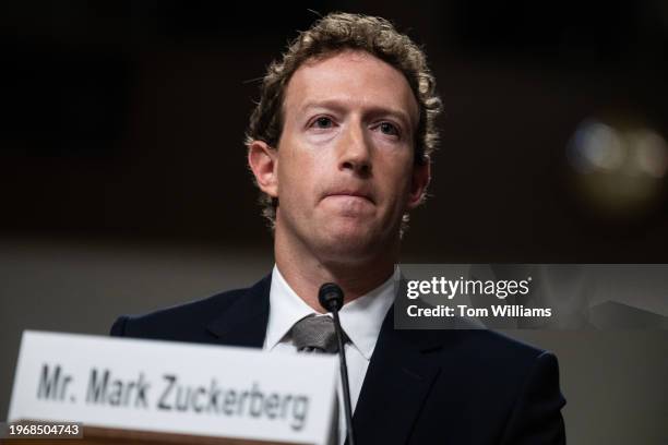 Mark Zuckerberg, CEO of Meta, testifies during the Senate Judiciary Committee hearing titled "Big Tech and the Online Child Sexual Exploitation...