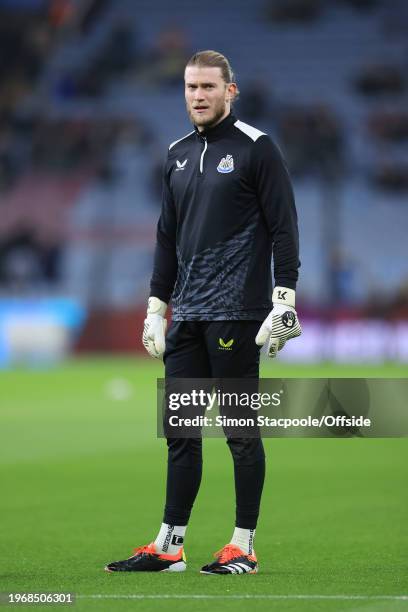 Newcastle United goalkeeper Loris Karius looks on before the Premier League match between Aston Villa and Newcastle United at Villa Park on January...