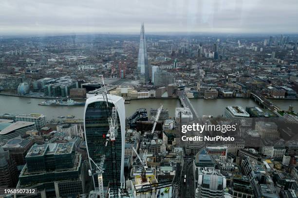 General view of London is being seen from the top of a skyscraper in the business district known as The City, in London, UK, on January 31, 2024.