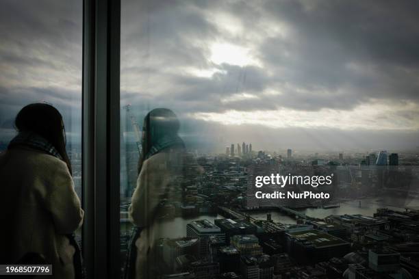 General view of London is being seen from the top of a skyscraper in the business district known as The City, in London, on January 31, 2024.