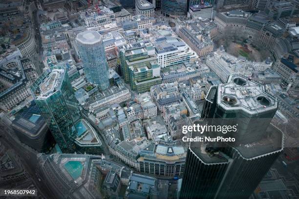 General view of London is being seen from the top of a skyscraper in the business district known as The City, in London, UK, on January 31, 2024.