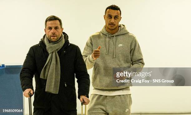 Celtic transfer target Adam Idah is pictured as he arrives at Glasgow Airport, on January 31 in Glasgow, Scotland.