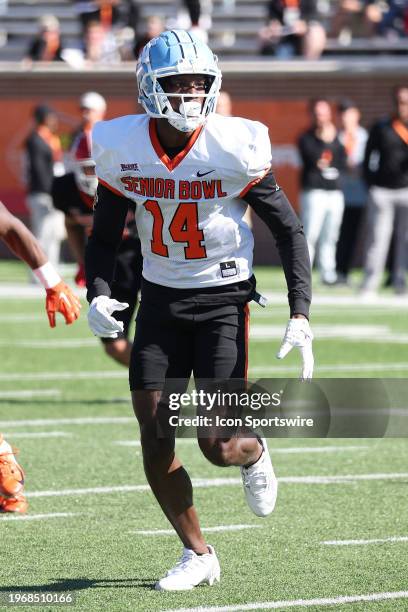 National wide receiver Devontez Walker of North Carolina during the National team practice for the Reese's Senior Bowl on January 31, 2024 at Hancock...