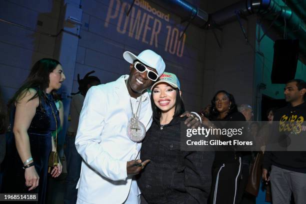 Flavor Flav and Ebie at the Billboard Power 100 Event held at NeueHouse Hollywood on January 31, 2024 in Los Angeles, California.