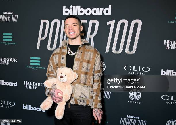 Lil Mosey at the Billboard Power 100 Event held at NeueHouse Hollywood on January 31, 2024 in Los Angeles, California.