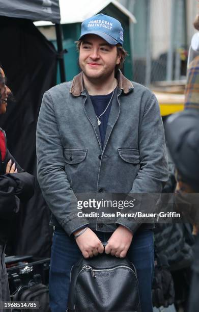 Michael Gandolfini is seen on the film set of the 'Daredevil: Born Again' tv series on January 31, 2024 in New York City.