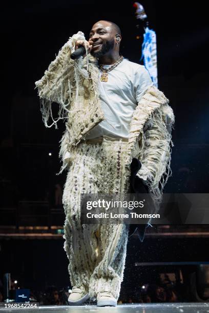 Davido performs at The O2 Arena on January 28, 2024 in London, England.