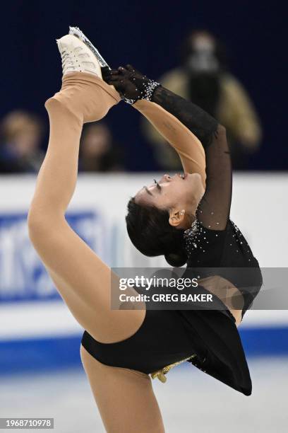 Hong Kong's Joanna So performs during the women's short program in the ISU Four Continents Figure Skating Championships in Shanghai on February 1,...