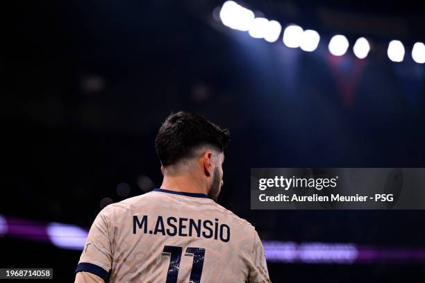 Marco Asensio of Paris Saint-Germain looks on during the Ligue 1 Uber Eats match between Paris Saint-Germain and Stade Brestois 29 at Parc des...