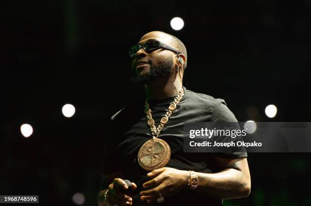 Davido performs at The O2 Arena on January 28, 2024 in London, England.