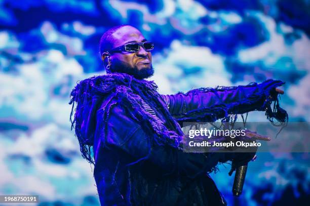 Davido performs at The O2 Arena on January 28, 2024 in London, England.